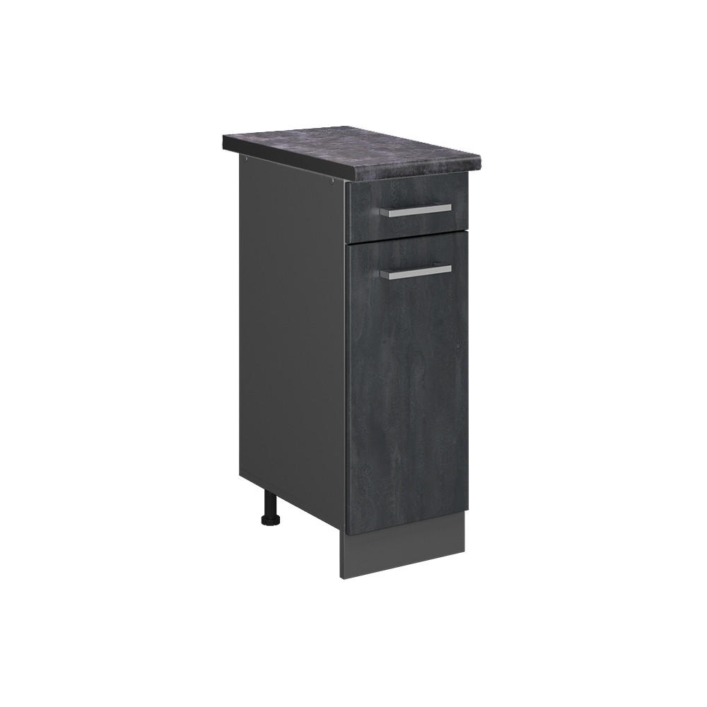 KÜCHENUNTERSCHRANK R-Line Schwarz Beton 30 cm AP Anthrazit - Anthrazit/Schwarz, Holzwerkstoff (30/81.6/60cm) - Vicco