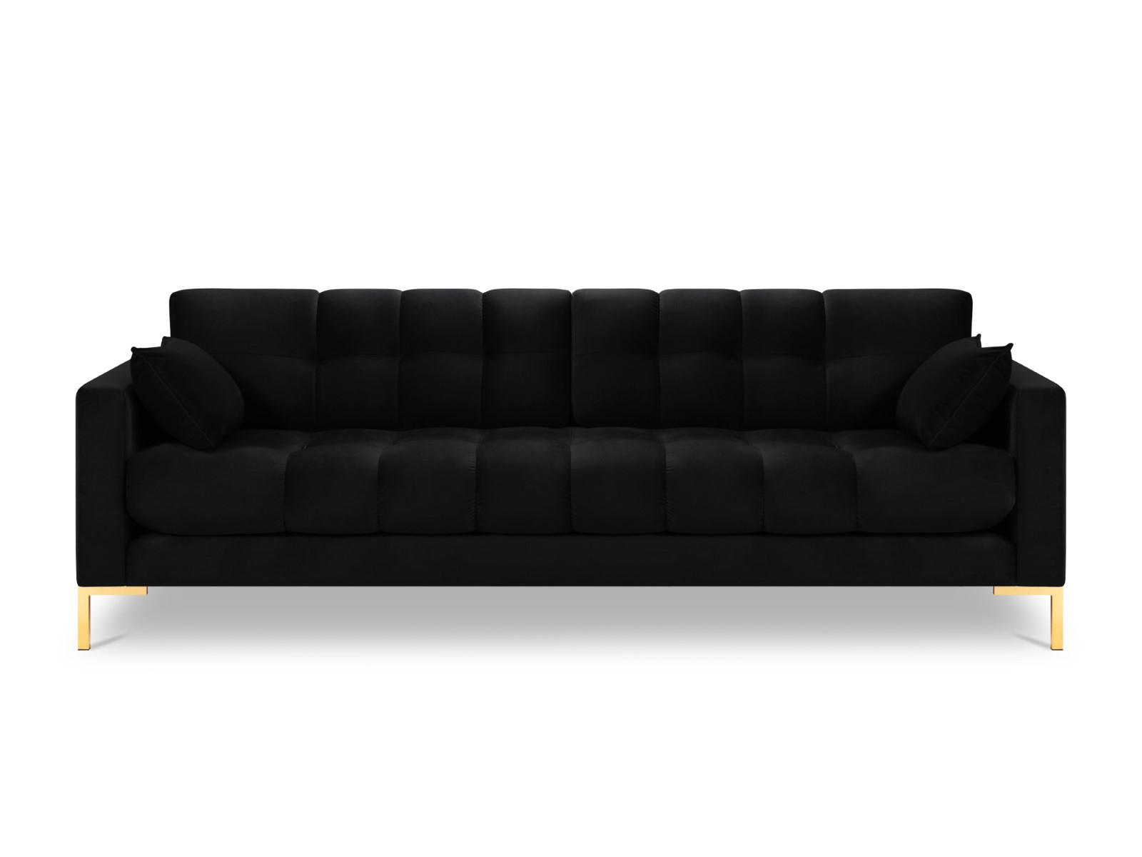 SOFA Mamaia aus Samt schwarz 4 Sitzplätze - Schwarz, Textil (92/75/217cm) - Micadoni