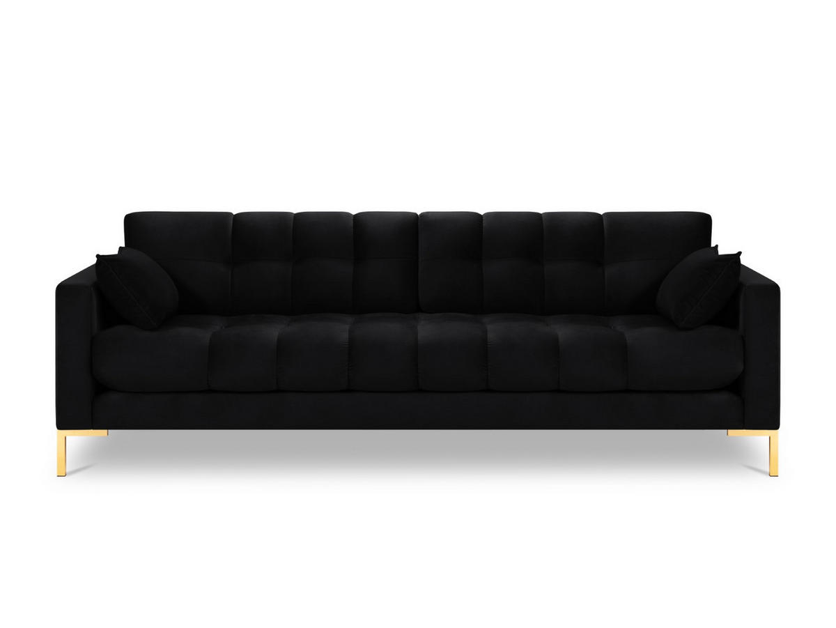 SOFA Mamaia aus Samt schwarz 4 Sitzplätze - Schwarz, Textil (92/75/217cm) - Micadoni