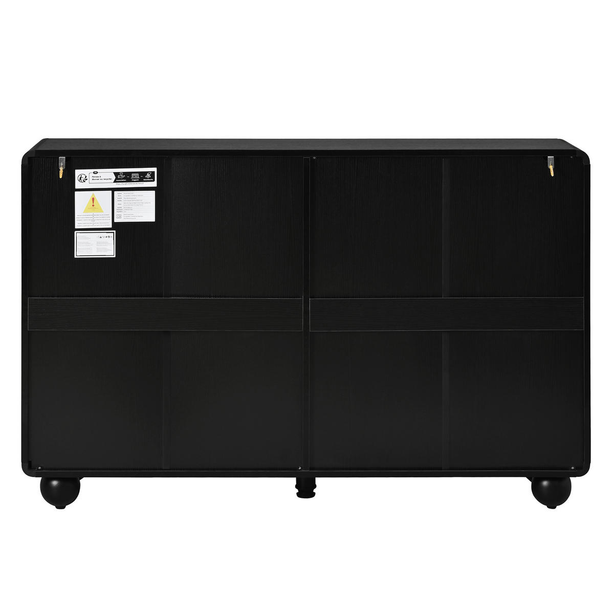 SIDEBOARD geschwungene Türen PB MDF Metallfüße modern - Schwarz, Holzwerkstoff (38/89/140cm) - FLIEKS