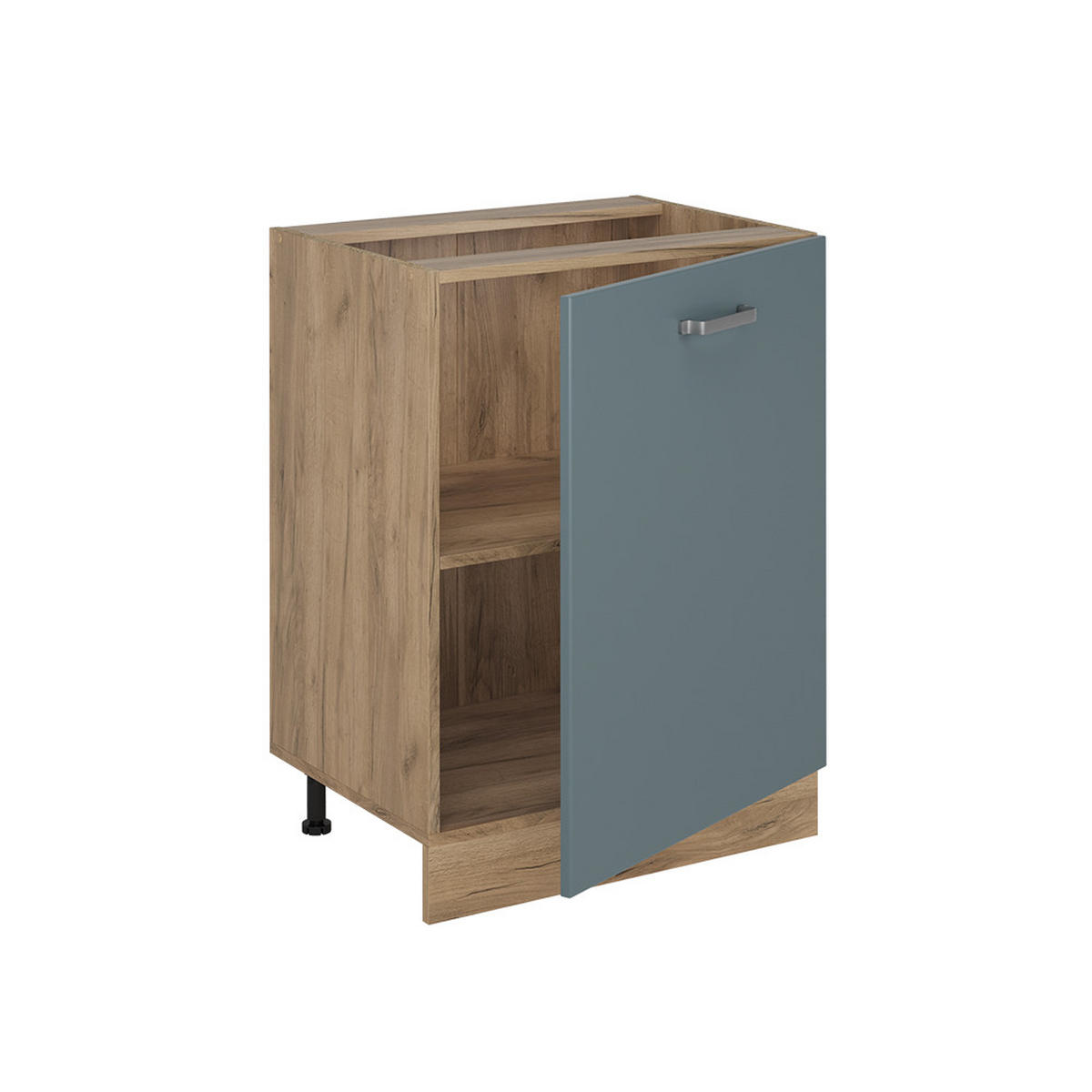 SPODNÍ SKŘÍŇKA KUCHYŇSKÉ LINKY R-Line, Modrošedá/Zlatý mocný dub, 60 cm s 1 dveřmi pracovná doska Mramor - barva dubu/šedohnědá, kompozitní dřevo (60/81.6/60cm) - Vicco