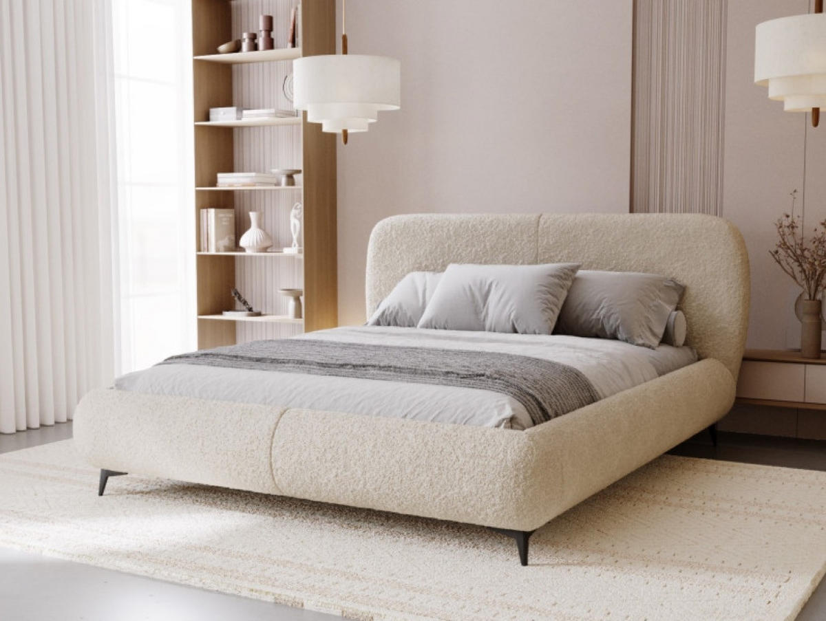 BETT Hellbeige ELLE Gepolstert 180x200 cm - Beige/Schwarz, Kunststoff/Textil (180/200cm) - Sepro Meble