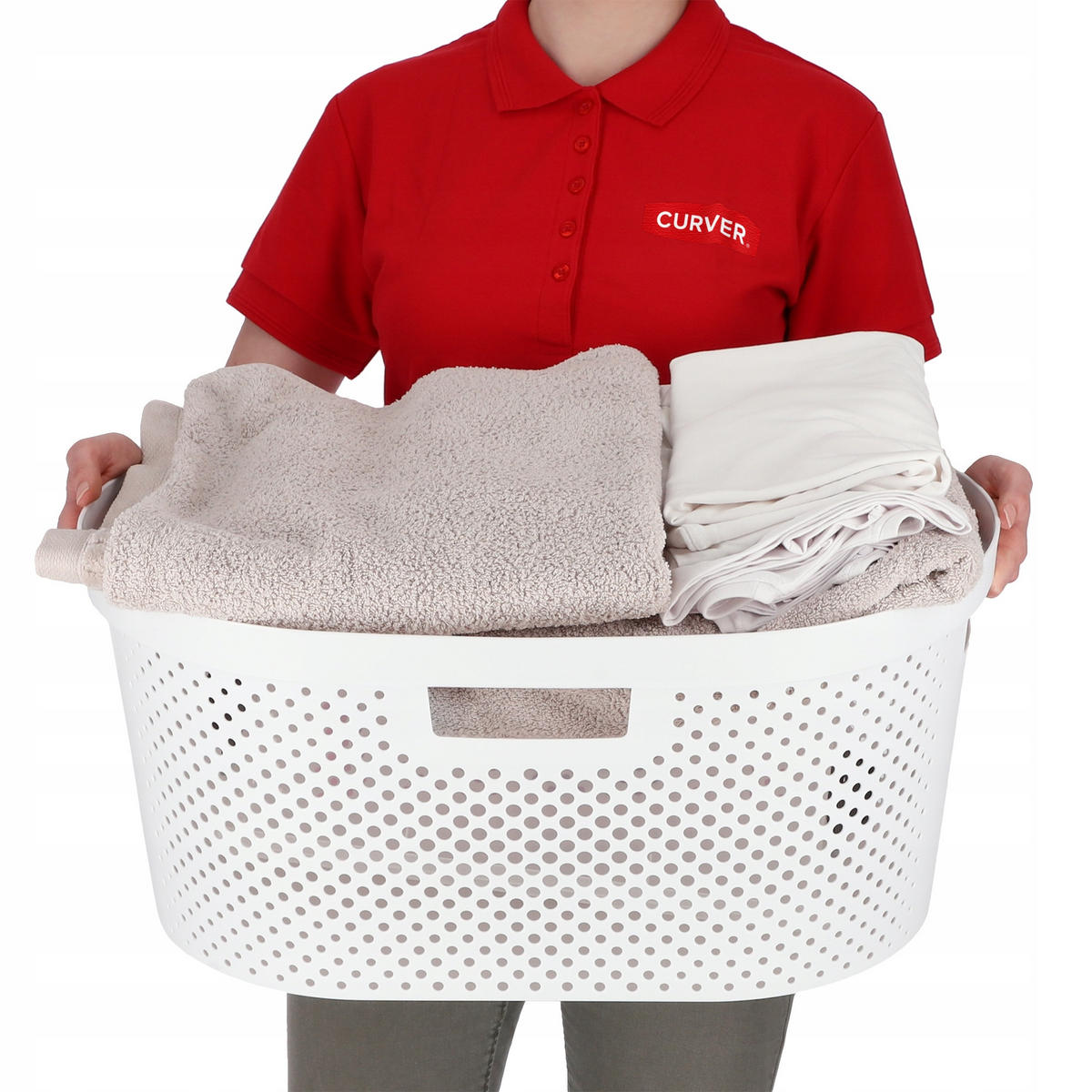 WÄSCHEKORB Curver Wäschesammler, 40L, Weiß - Weiß, Kunststoff (60/39cm) - KADAX