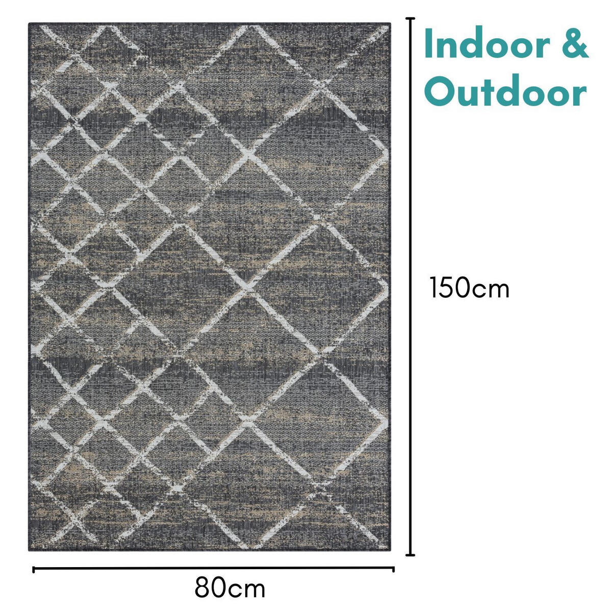 OUTDOORTEPPICH Faby Anthrazit,Sandfarben,Weiß 80/150 cm - Anthrazit, Textil (80/150cm) - My-Rug