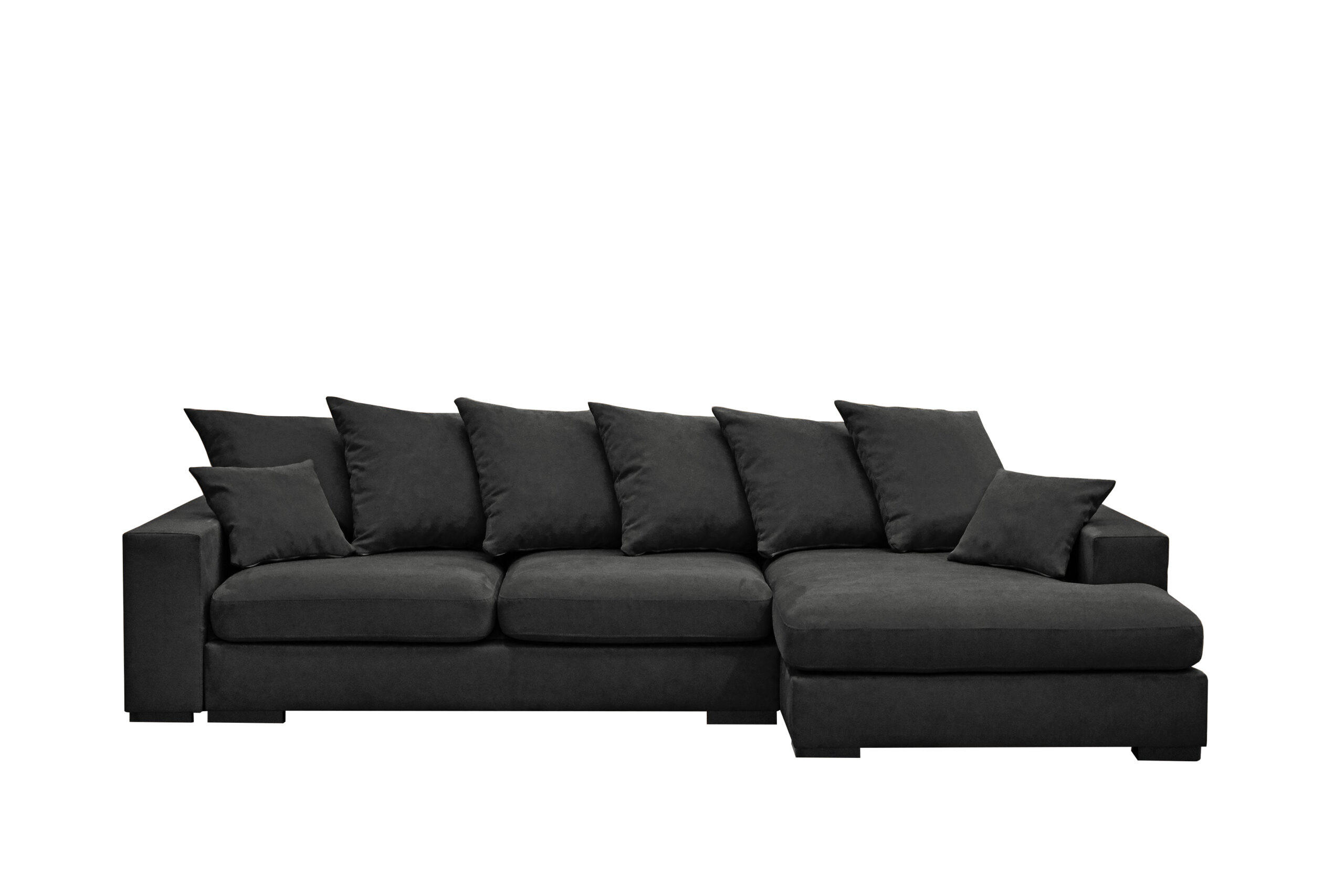 ECKSOFA Mit Schlaffunktion Und Bettkasten Couch L-form Gabon Stoff Riviera Rechts Schwarz - Schwarz, Holz (285/155cm) - Kaiser Möbel