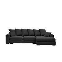 ECKSOFA Mit Schlaffunktion Und Bettkasten Couch L-form Gabon Stoff Riviera Rechts Schwarz - Schwarz, Holz (285/155cm) - Kaiser Möbel
