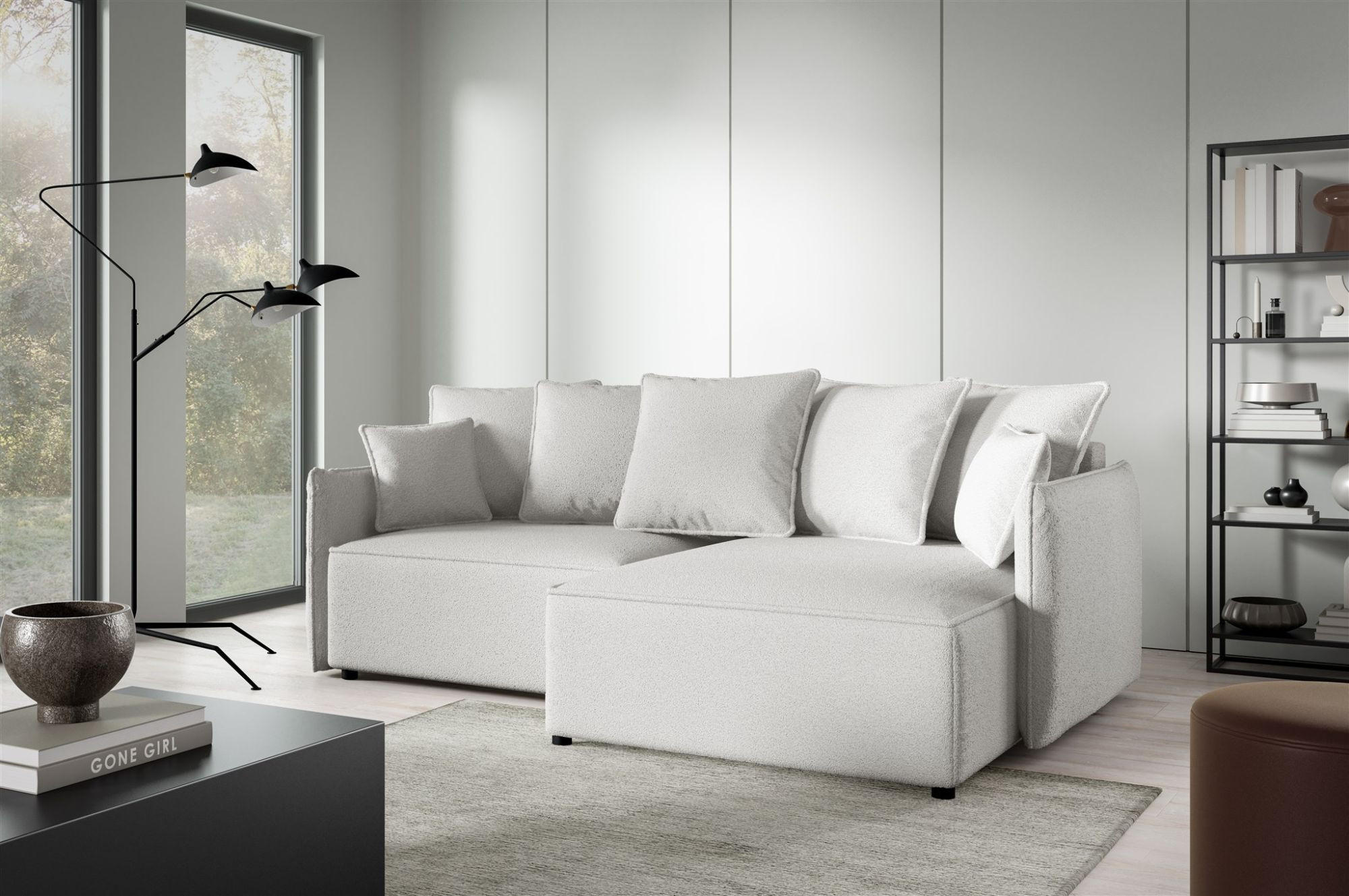 ECKSOFA Minea Mit Schlaffunktion - Creme, Holzwerkstoff/Textil (221/153cm) - Fun Möbel