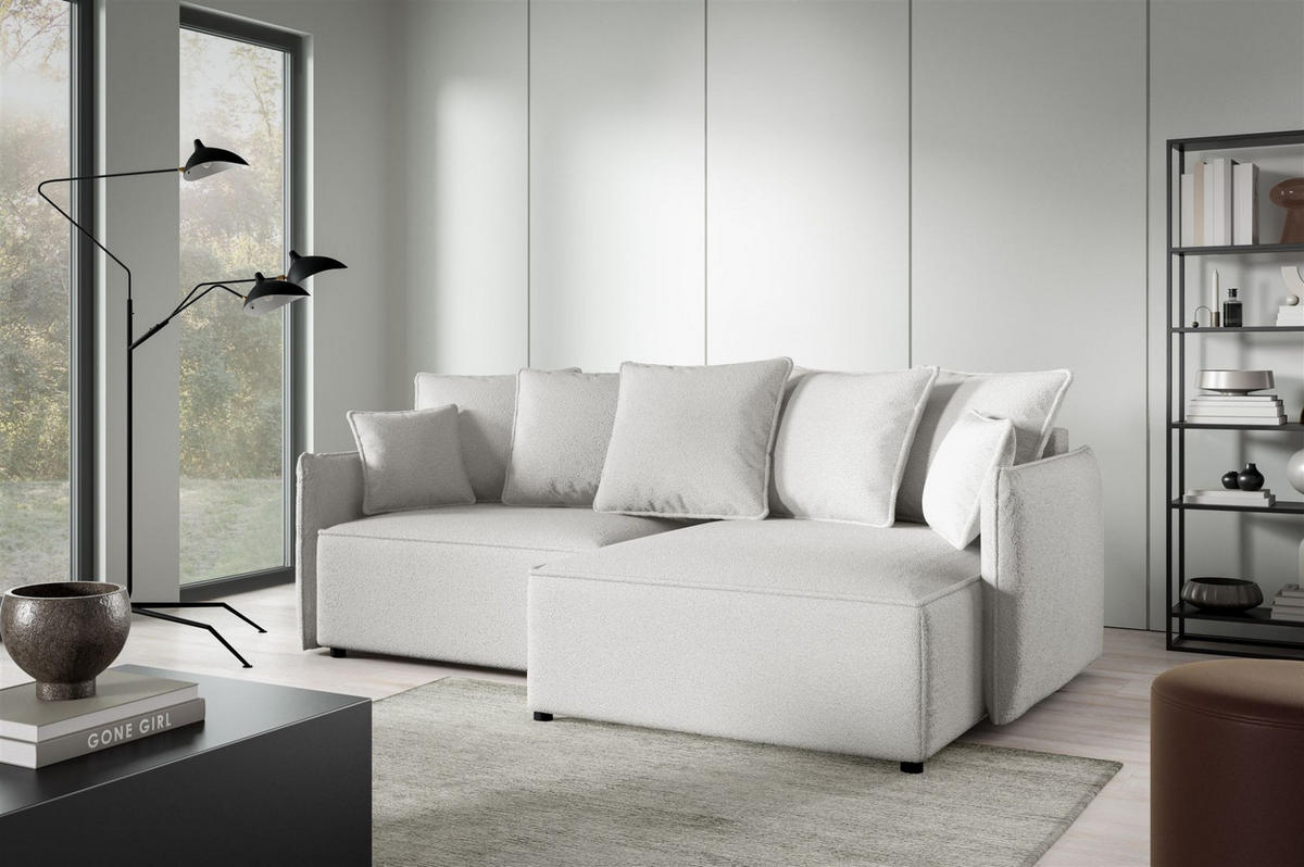 ECKSOFA Minea Mit Schlaffunktion - Creme, Holzwerkstoff/Textil (221/153cm) - Fun Möbel