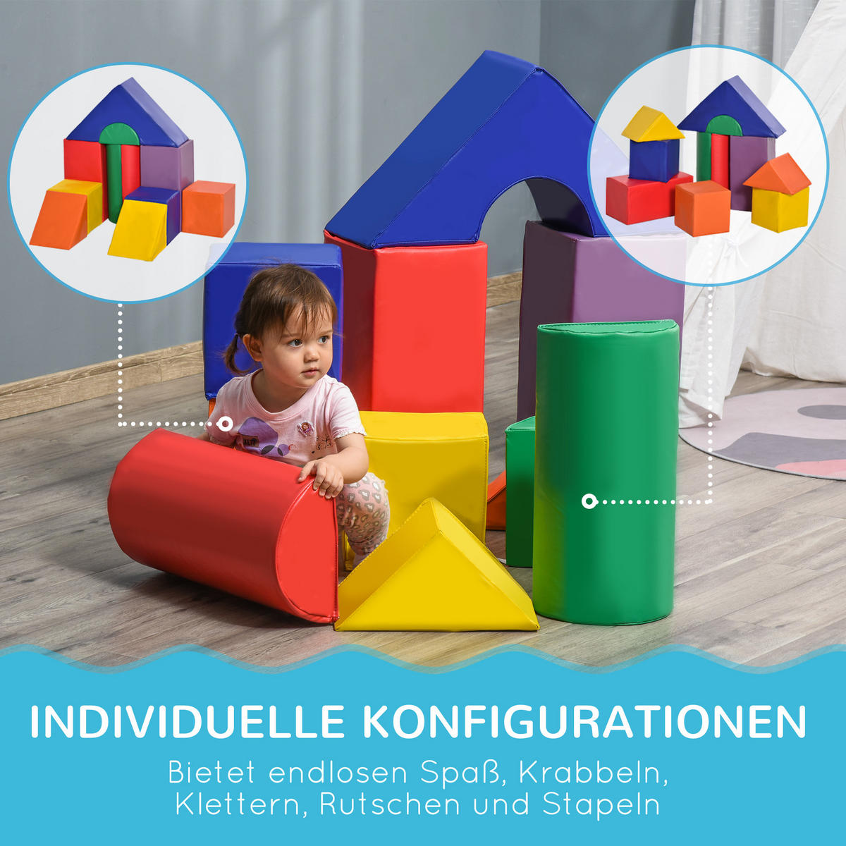 BAUSTEINSET - Multicolor, Kunststoff (25/25cm) - HOMCOM