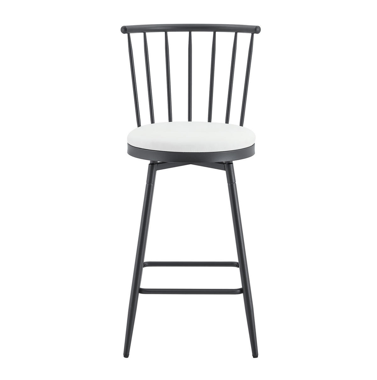 BARHOCKER Weiß mit gepolstertem Kunstledersitz und Fußstütze - Weiß, Metall (39/96/39cm) - MIVRAY