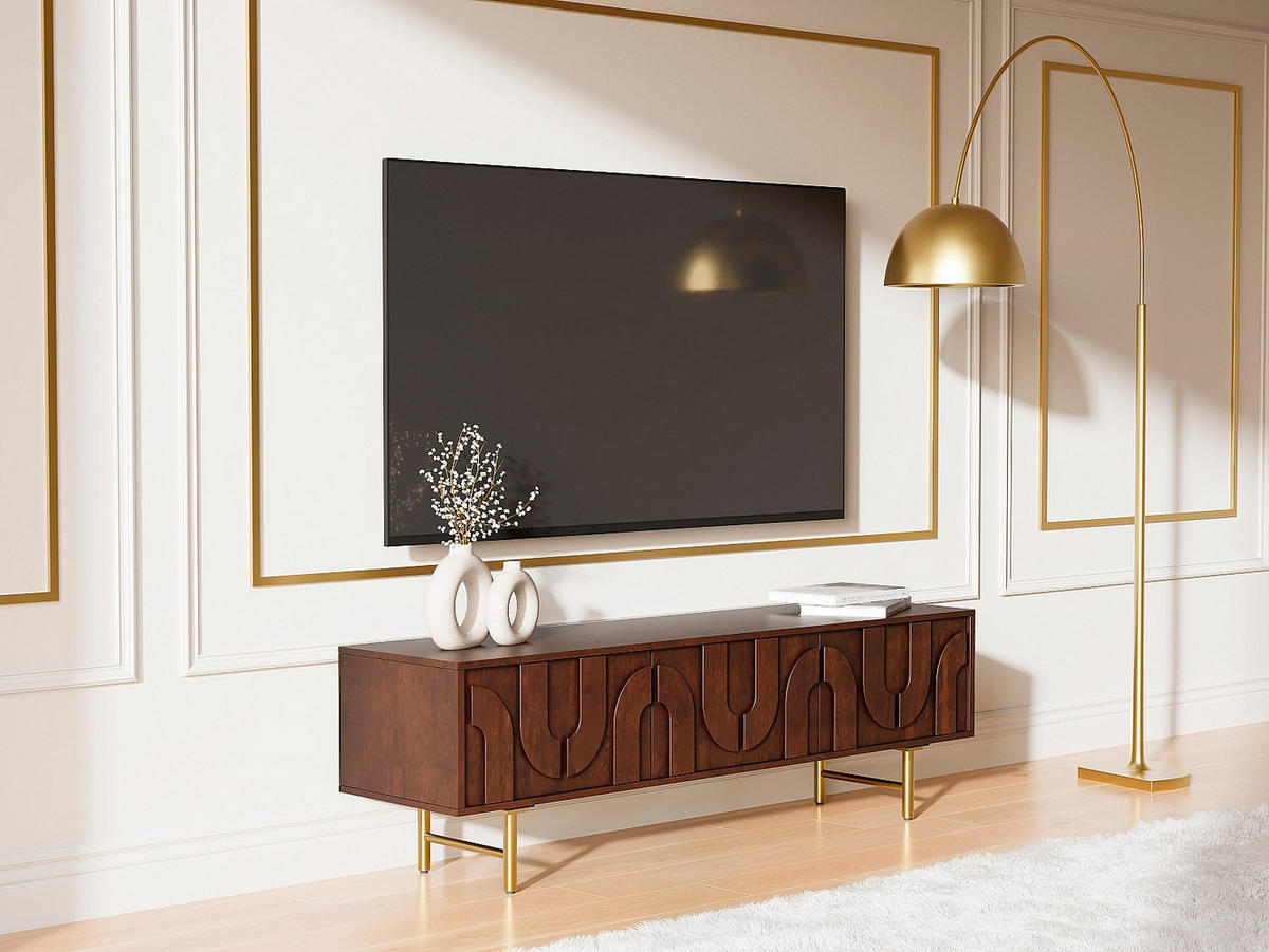 TV-BOARD - 160 x 40 - holz - naturfarben dunkel Mizoram - Naturfarben, Holz/Metall (160/50/40cm) - Vente-Unique