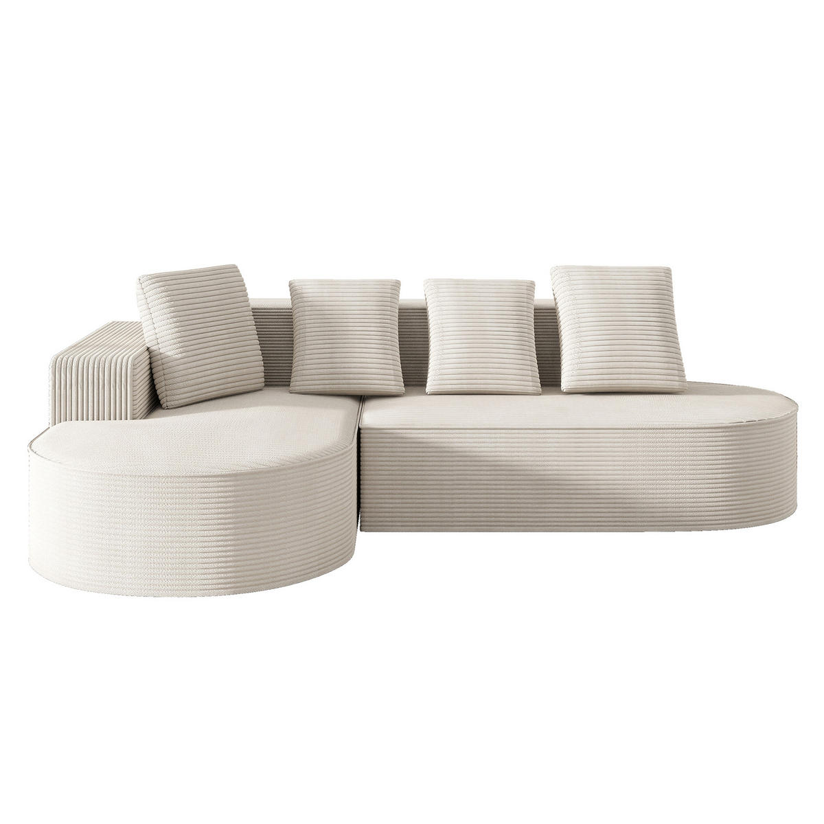 ECKSOFA kord-optik weiß modular & ohne montage - Weiß, Textil (265/67cm) - Urban Meuble