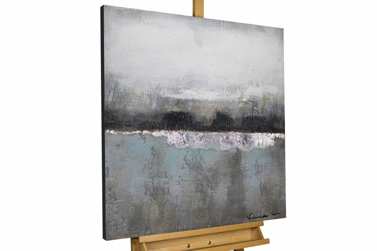 ACRYLBILD HANDGEMALT 80/80 cm - Grau, Holz/Textil (80/80cm) - KUNSTLOFT