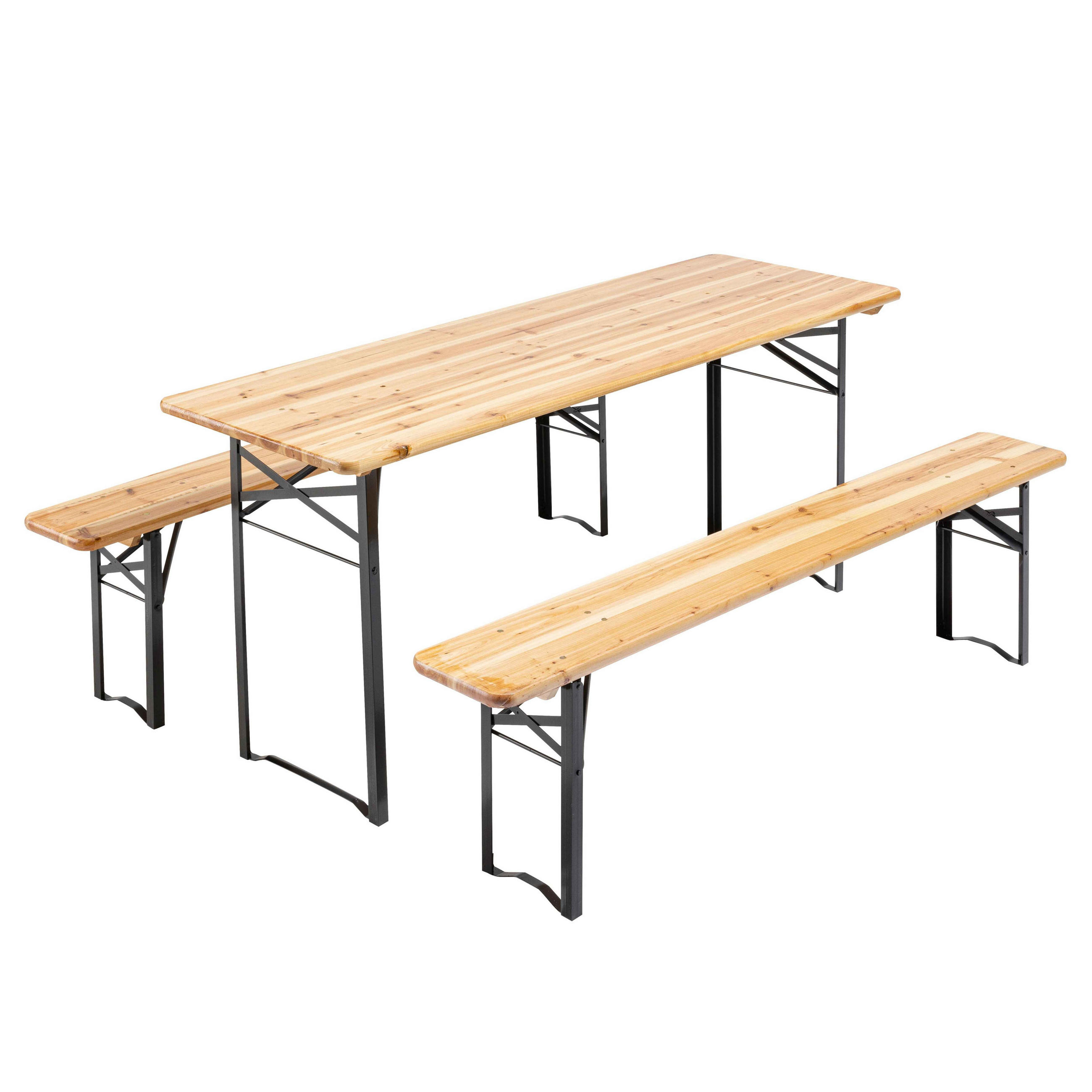 BIERTISCHGARNITUR Set, Holzfarbe - Braun, Holz - Oviala