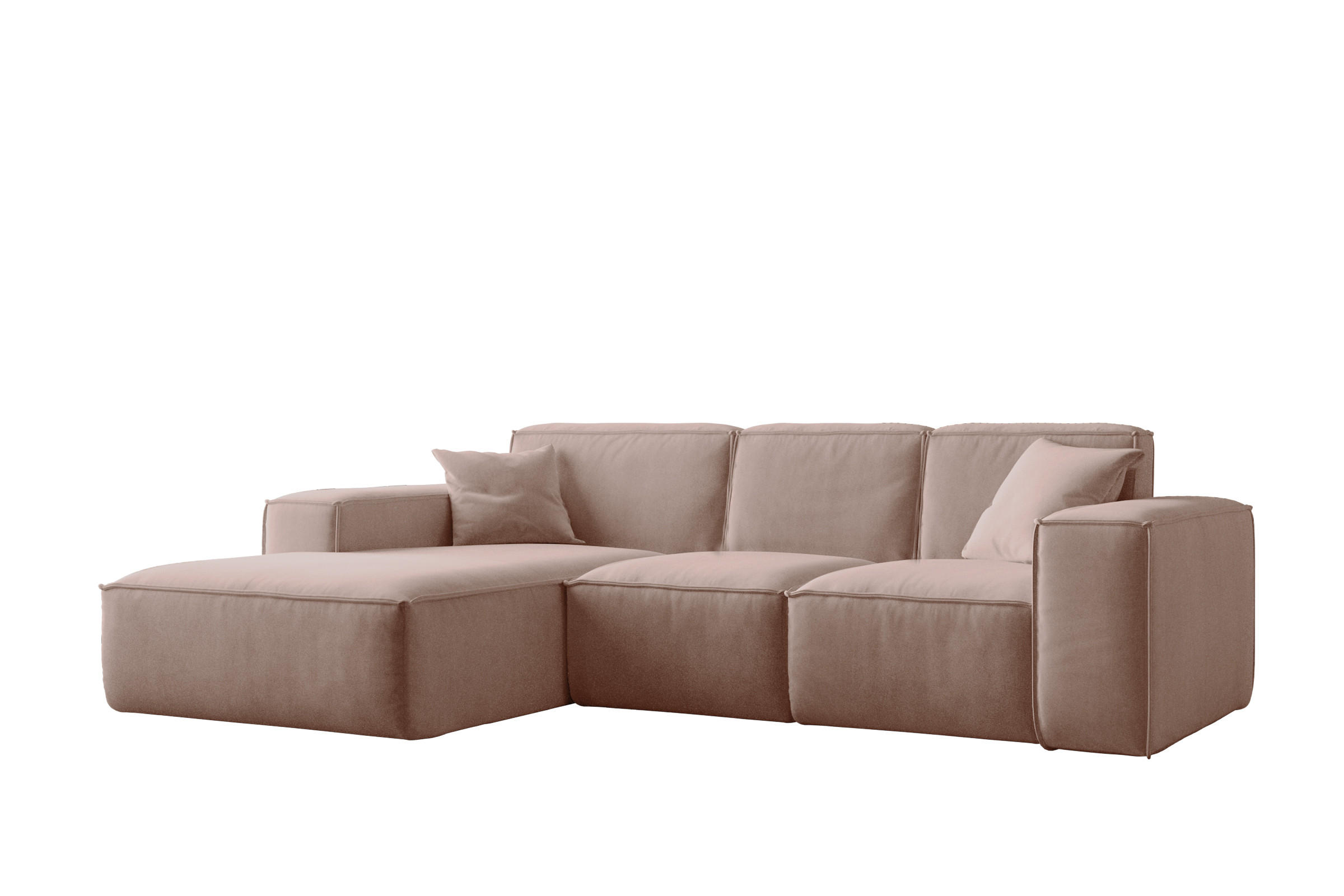 ECKSOFA, Sofa L form, Couch L form Siena L stoff Salvador Rosa Links - Rosa, Holz (165/266cm) - Kaiser Möbel