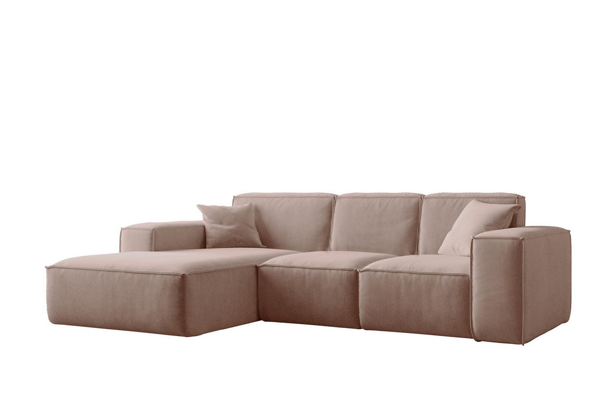 ECKSOFA, Sofa L form, Couch L form Siena L stoff Salvador Rosa Links - Rosa, Holz (165/266cm) - Kaiser Möbel
