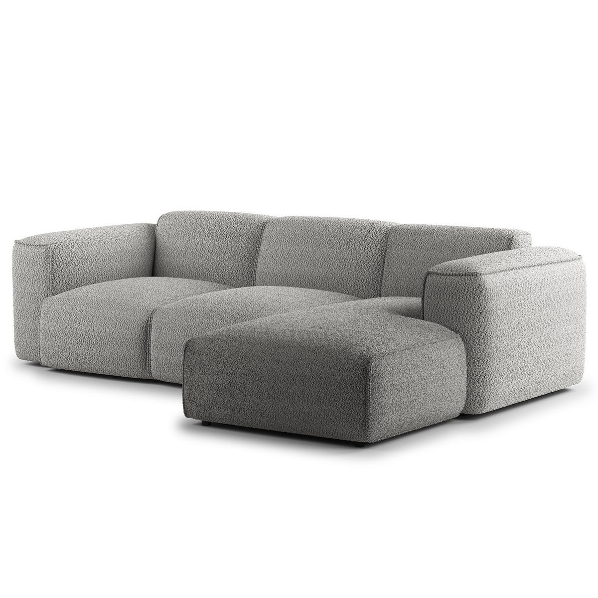 3-SITZER ECKSOFA mit Longchair - Schwarz/Grau, Kunststoff/Textil (251/173cm) - home24