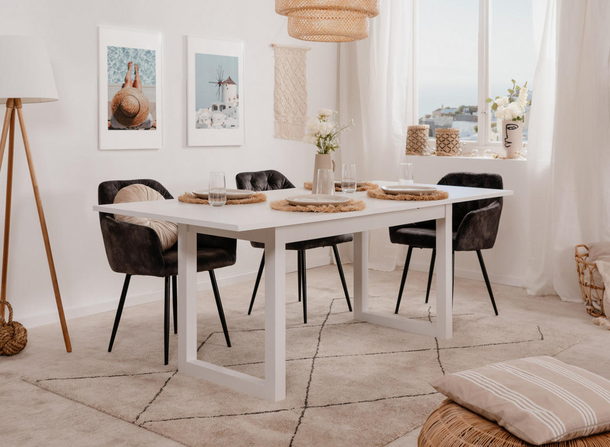 ESSTISCH weiß, 160 - 200 cm ausziehbar, Küchentisch bis 8 Personen - Weiß, Holzwerkstoff (90/160/75cm) - Furn.Design