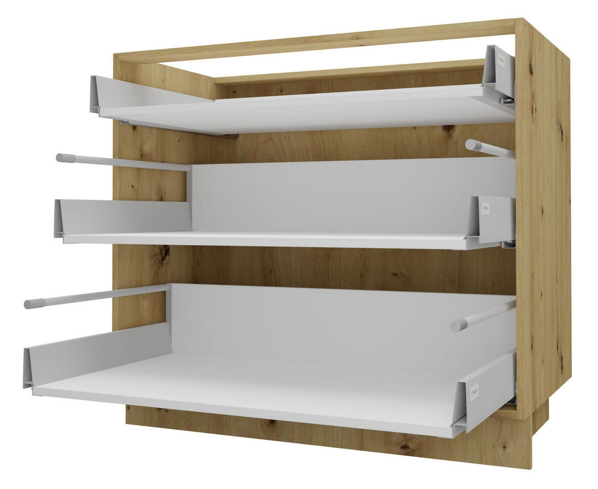 SCHUBLADENUNTERSCHRANK Bari D3/90 Eiche Artisan / RAL 7040 fenstergrau 90 / 50 / 82cm REJS Vollauszug - Eiche Artisan/Grau, Holz/Holzwerkstoff (90/82/50cm) - Feldmann-Wohnen