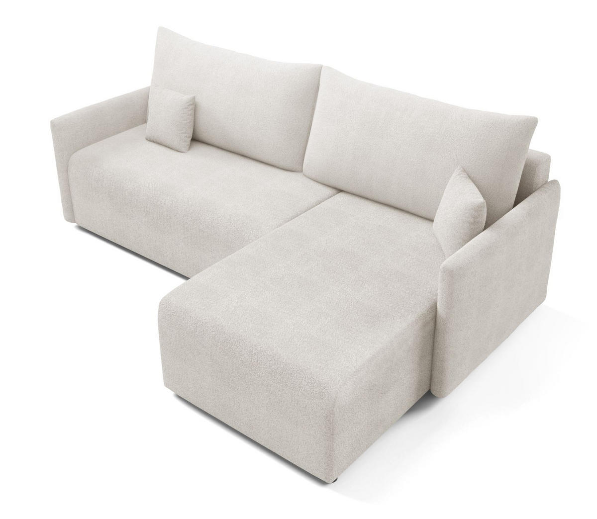 ECKSOFA Ecru VALIA Mit Schlaffunktion Und Bettkasten - Weiß, Textil (212/145cm) - Sepro Meble