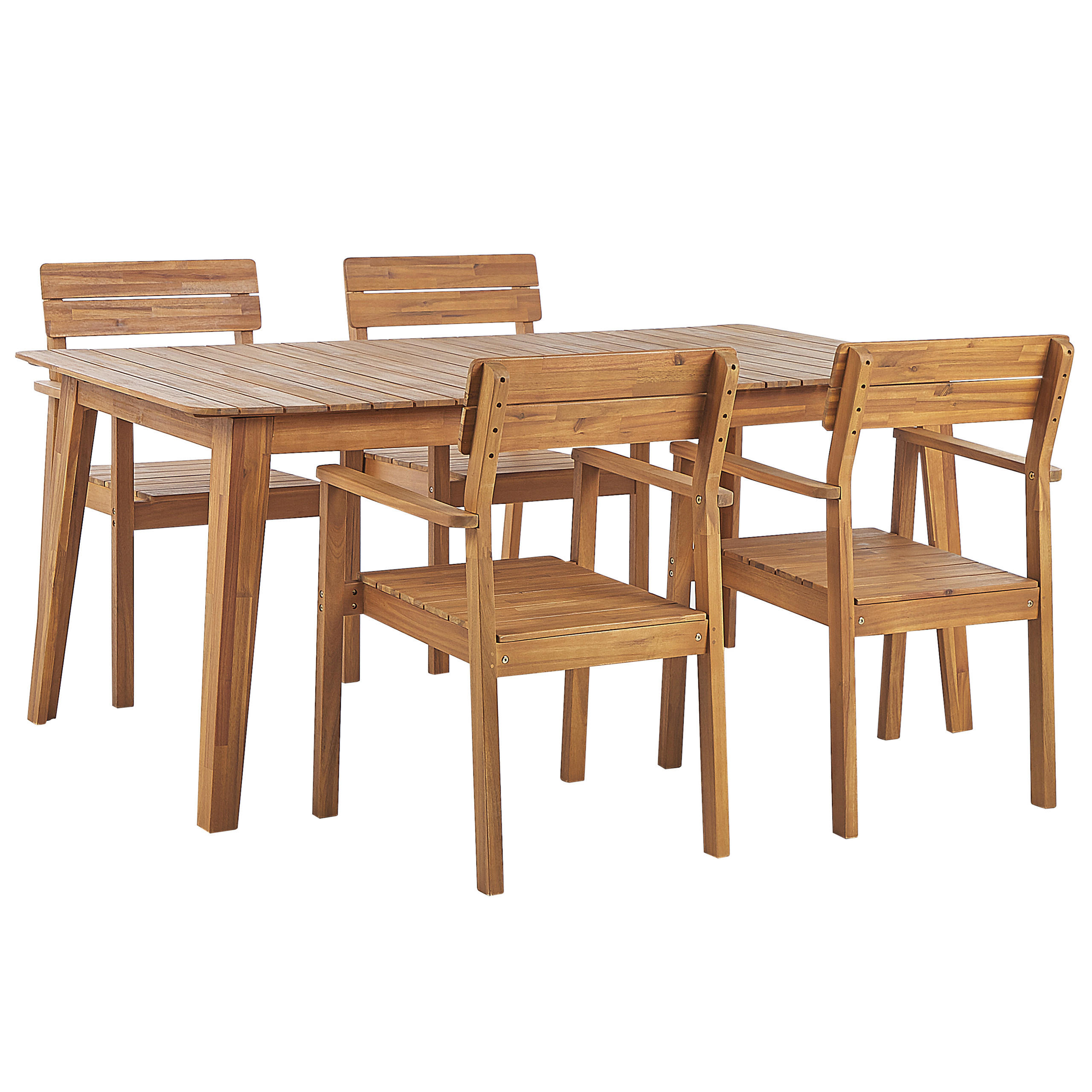 GARTENMÖBEL SET 4-Sitzer Akazienholz hellbraun Fornelli - Hellbraun, Holz - Beliani