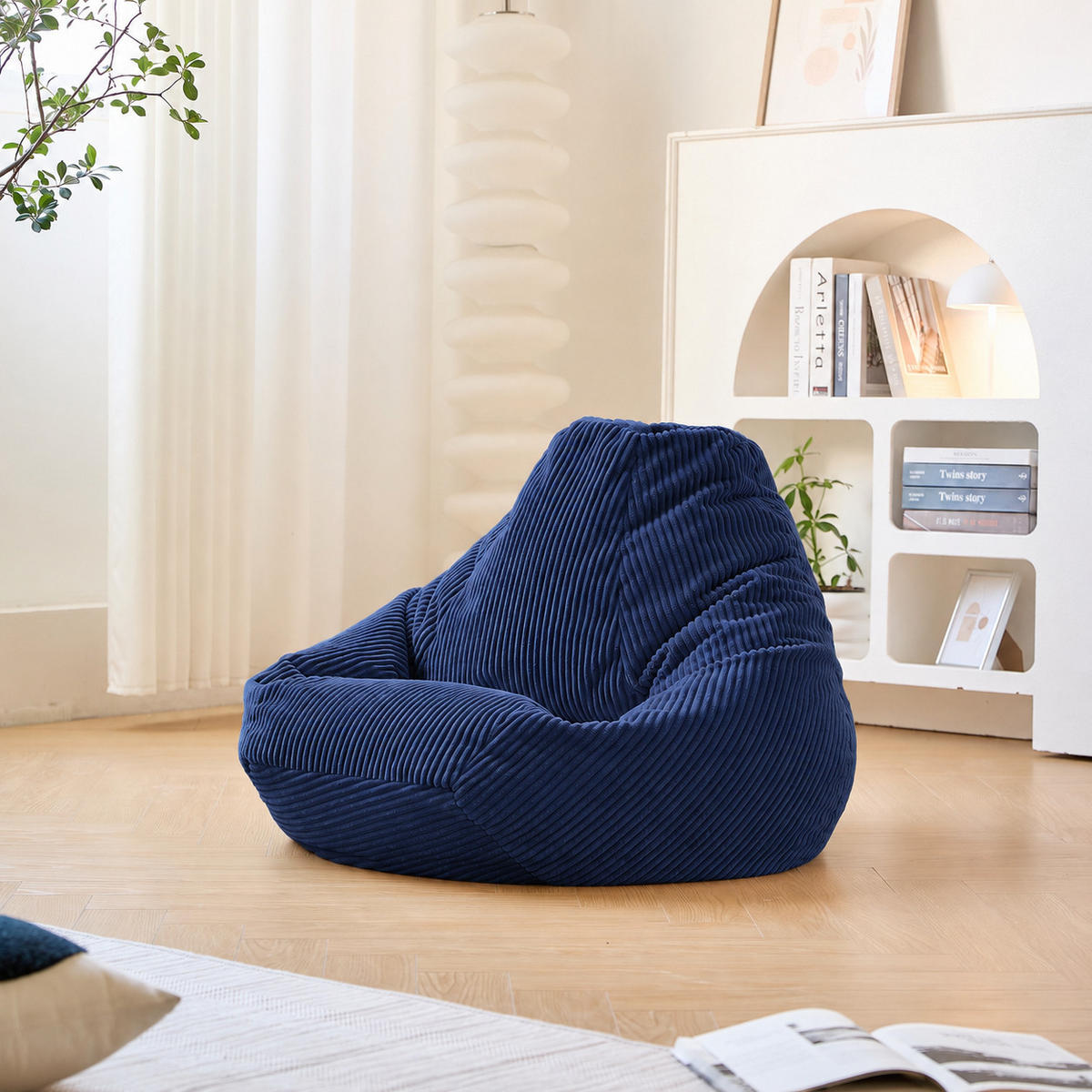POUF kord Blau - Blau, Textil (90/73/84cm) - Nordlys