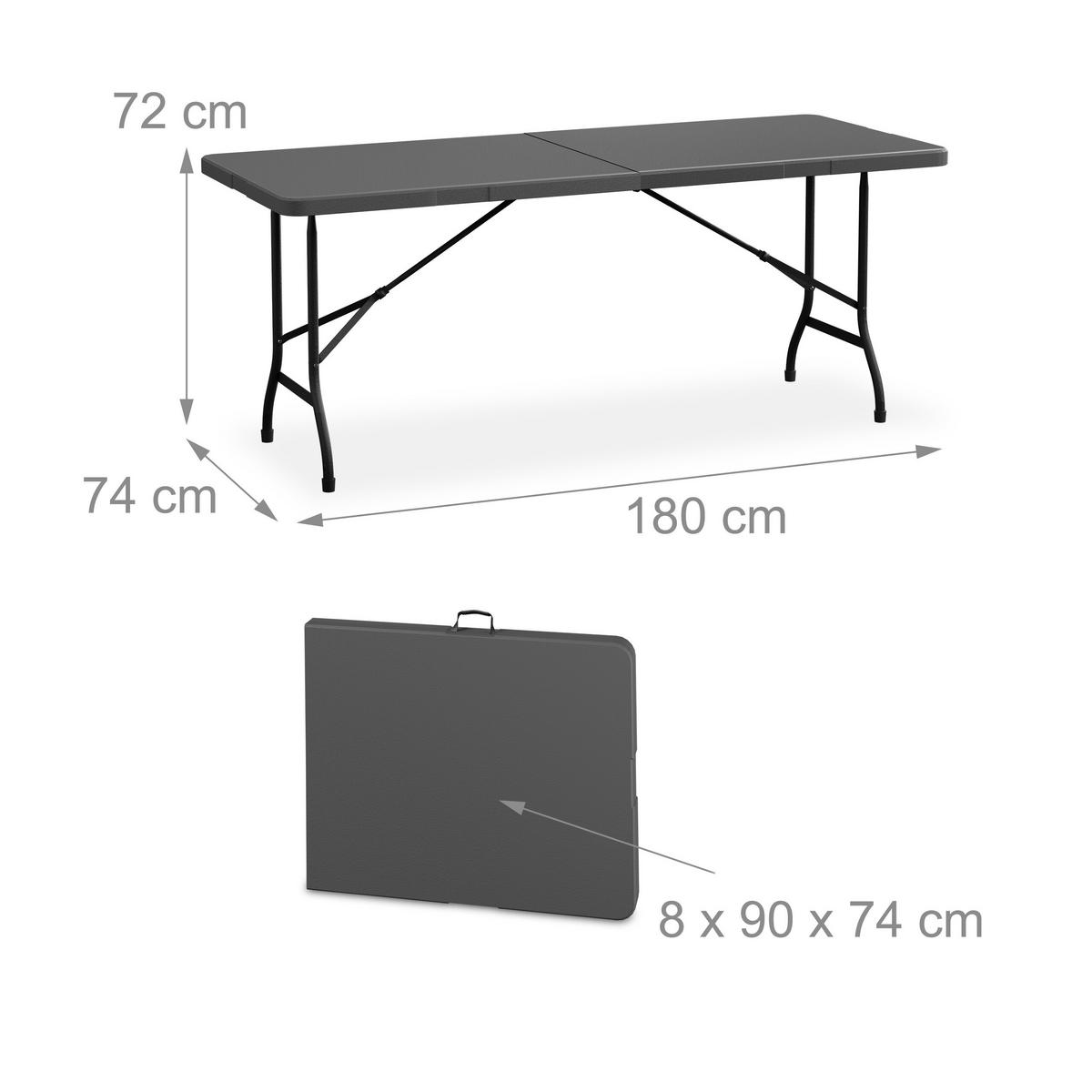 GARTENTISCH - Grau, Kunststoff/Metall (74/180/72cm) - Relaxdays