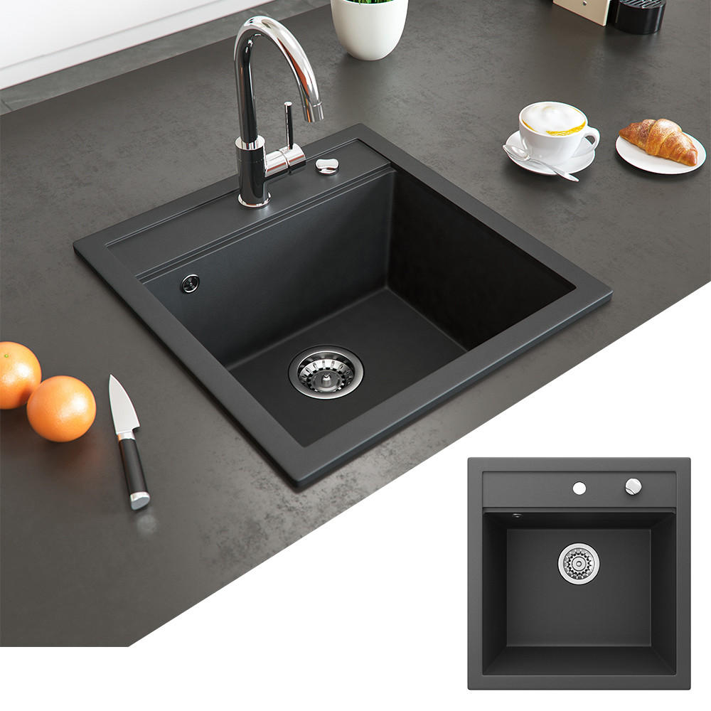 SPÜLBECKEN Tesa Schwarz 49 x 51 cm - Schwarz, Keramik (49/20/51cm) - Bergstroem