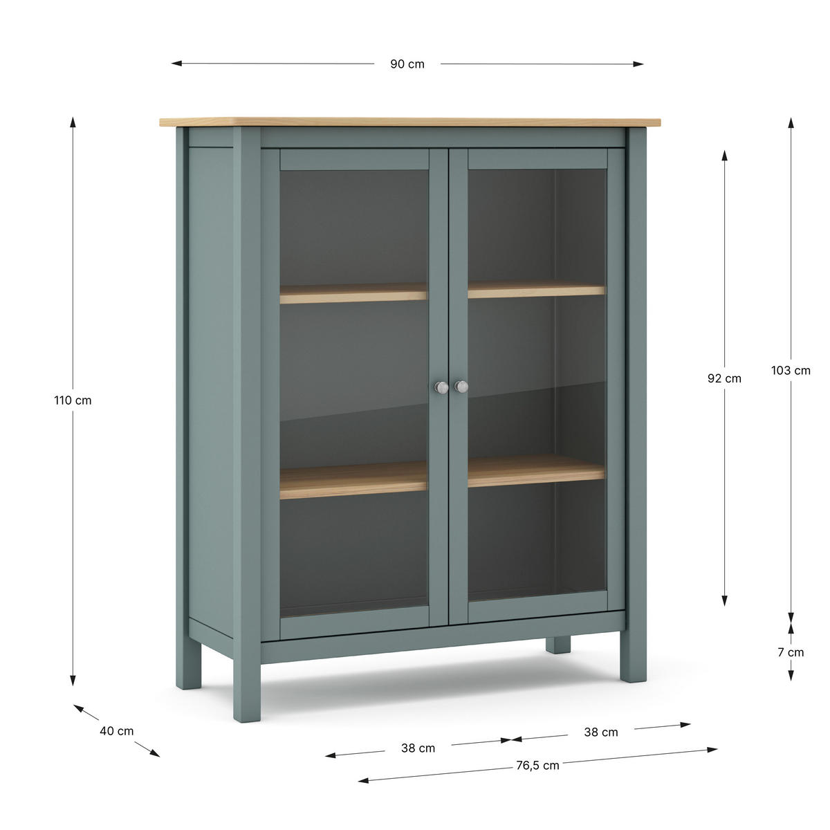 ESSZIMMERSCHRANK Misti Grün 90/40/110 cm - Grün, Holz (40/110/90cm) - Calicosy