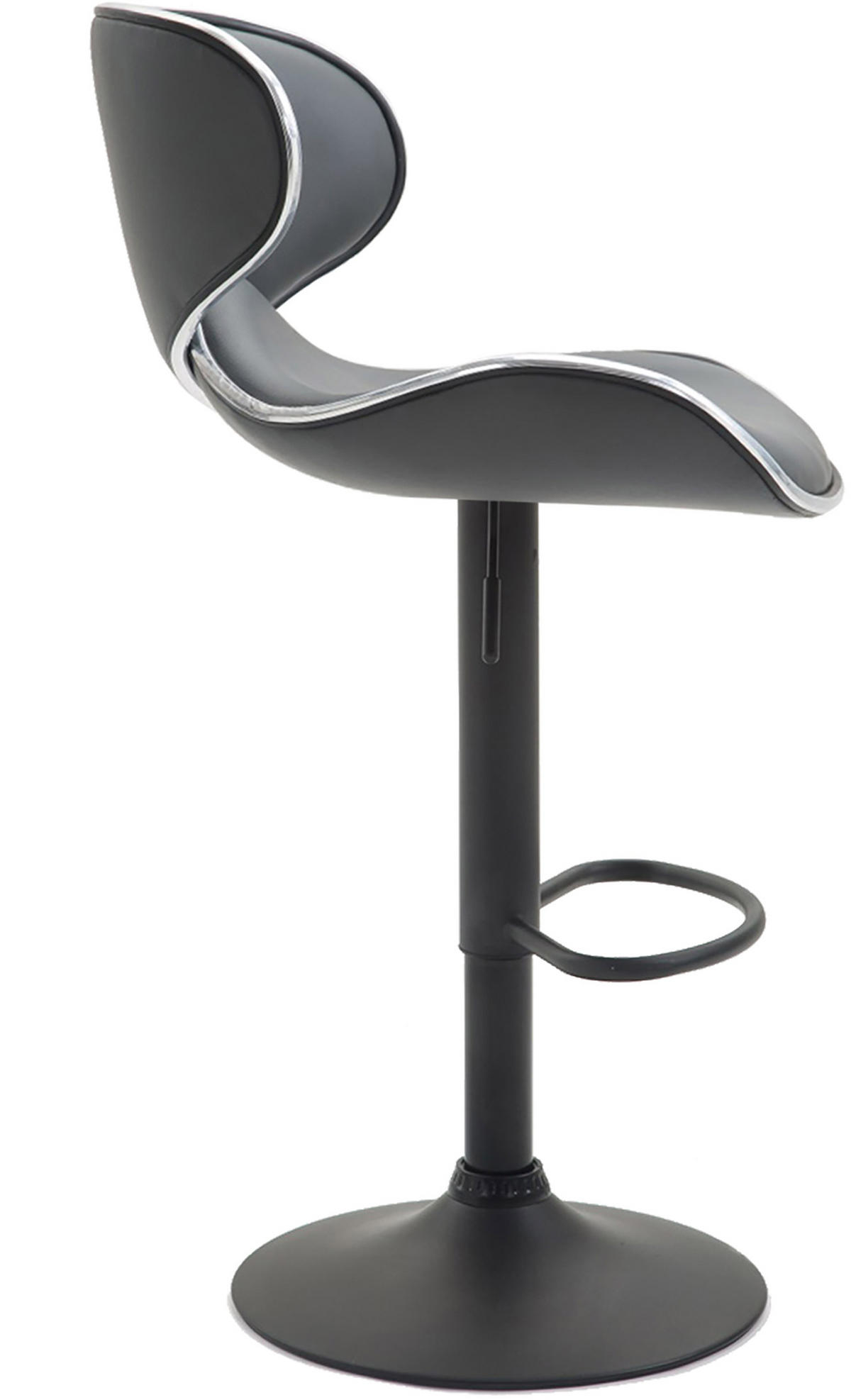 BARHOCKER 2er Set Las-Mallorcas Kunstleder schwarz grau - Schwarz/Grau, Kunststoff/Metall (46/108/49cm) - TPFLiving