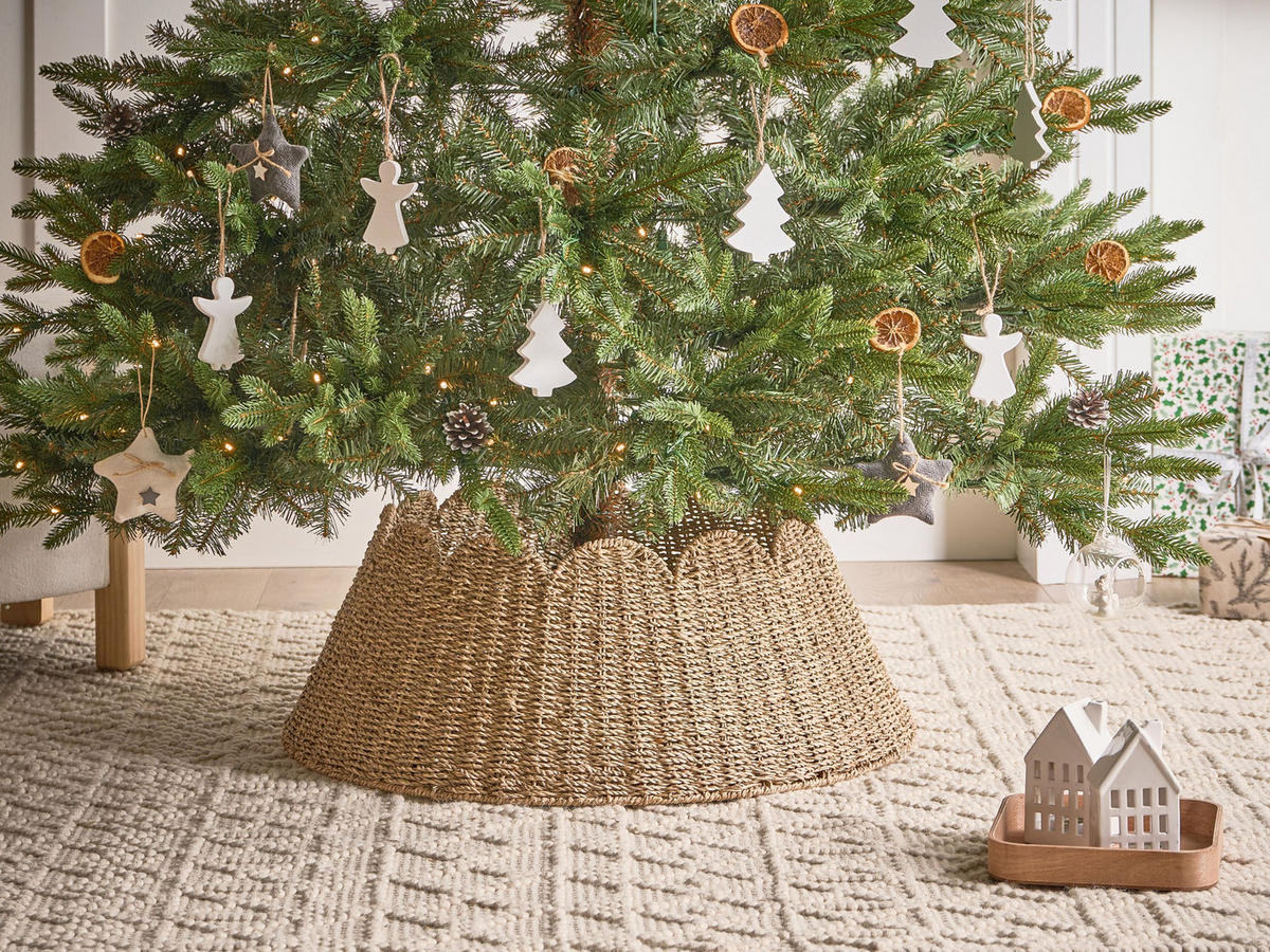 WEIHNACHTSBAUMKRAGEN 24 cm Naturfarben Givre - Naturfarben, Naturmaterialen (24cm) - Beliani