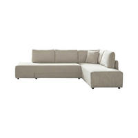 SCHLAFSOFA SADIRA Cremeweiß Cord - Creme/Schwarz, Kunststoff/Textil (288/209cm) - KAWOLA