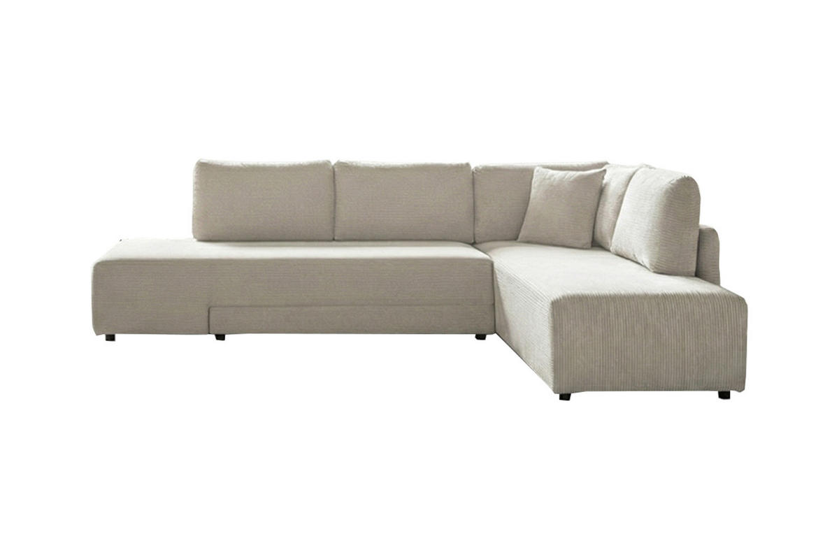 SCHLAFSOFA SADIRA Cremeweiß Cord - Creme/Schwarz, Kunststoff/Textil (288/209cm) - KAWOLA