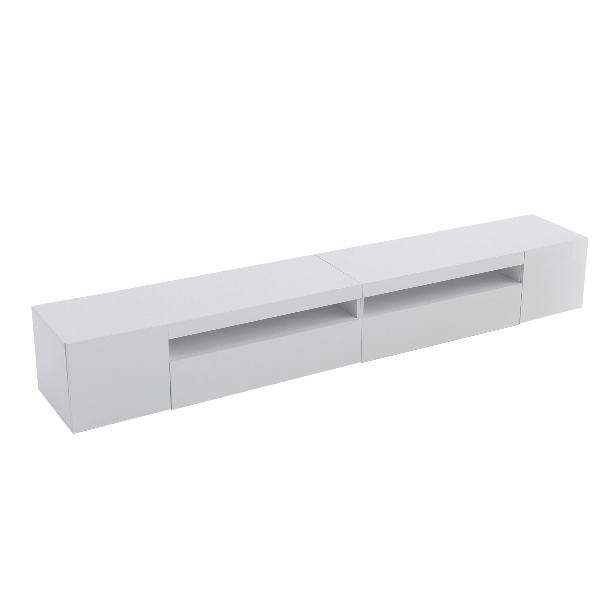 Redom TV stolek 240/38,5/35,5 cm s variabilním LED osvětlením a symetrickým designem, Bílá