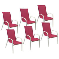 GARTENSTÜHLE Marbella Rosa und weiß 6er-Set - Rosa, Kunststoff (56.5/92.5/76cm) - Happy Garden