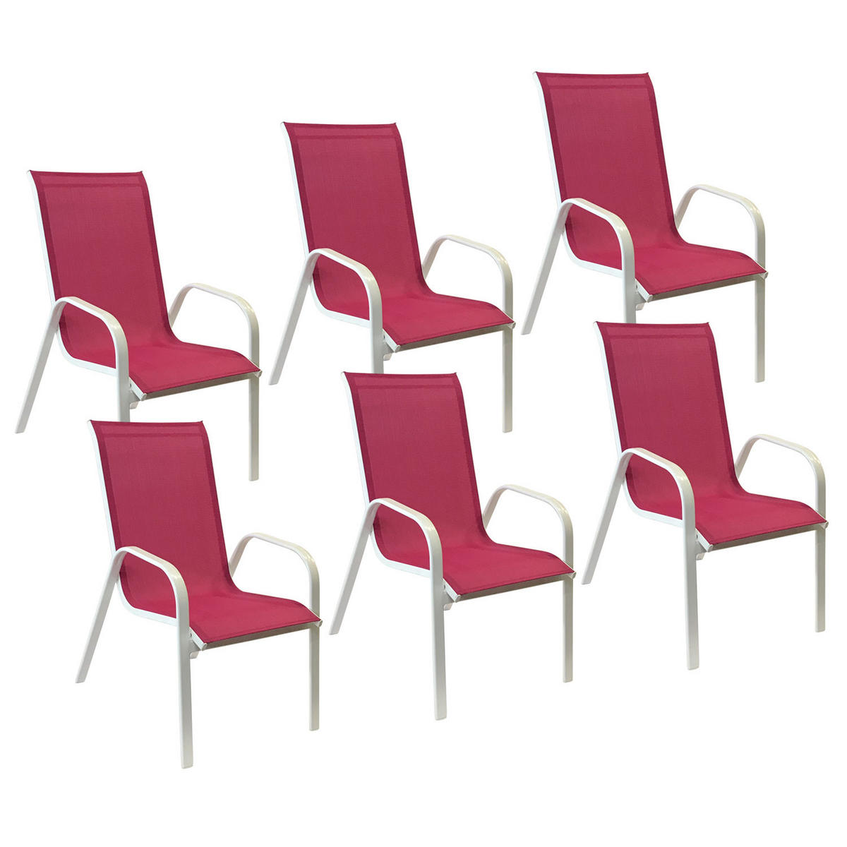 GARTENSTÜHLE Marbella Rosa und weiß 6er-Set - Rosa, Kunststoff (56.5/92.5/76cm) - Happy Garden