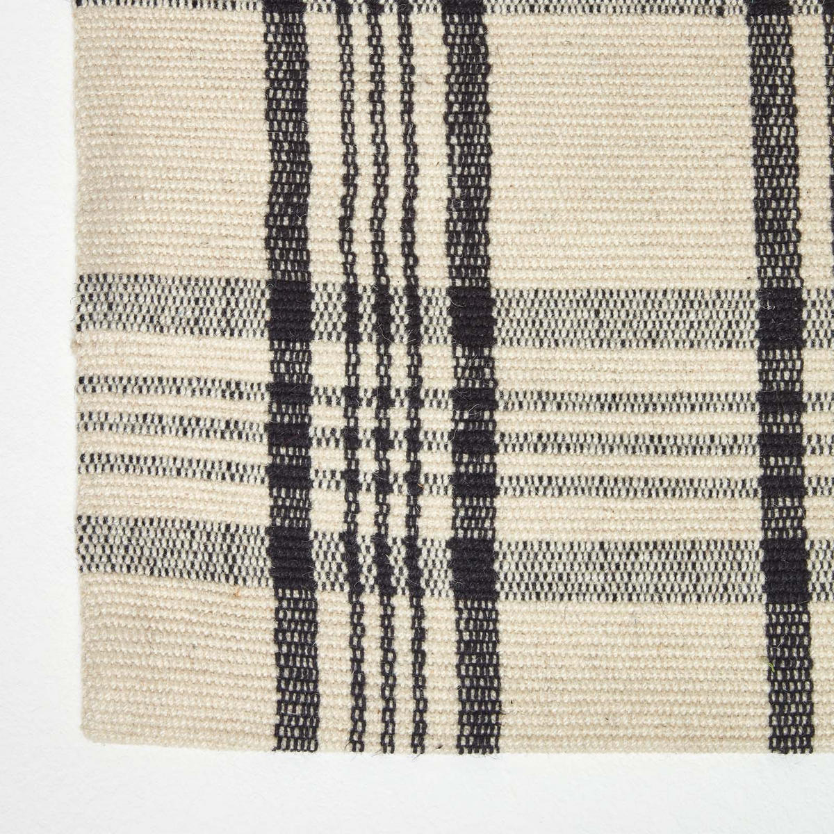 HANDWEBTEPPICH Logan kariert 70/120 cm - Schwarz, Textil (70/120cm) - Homescapes