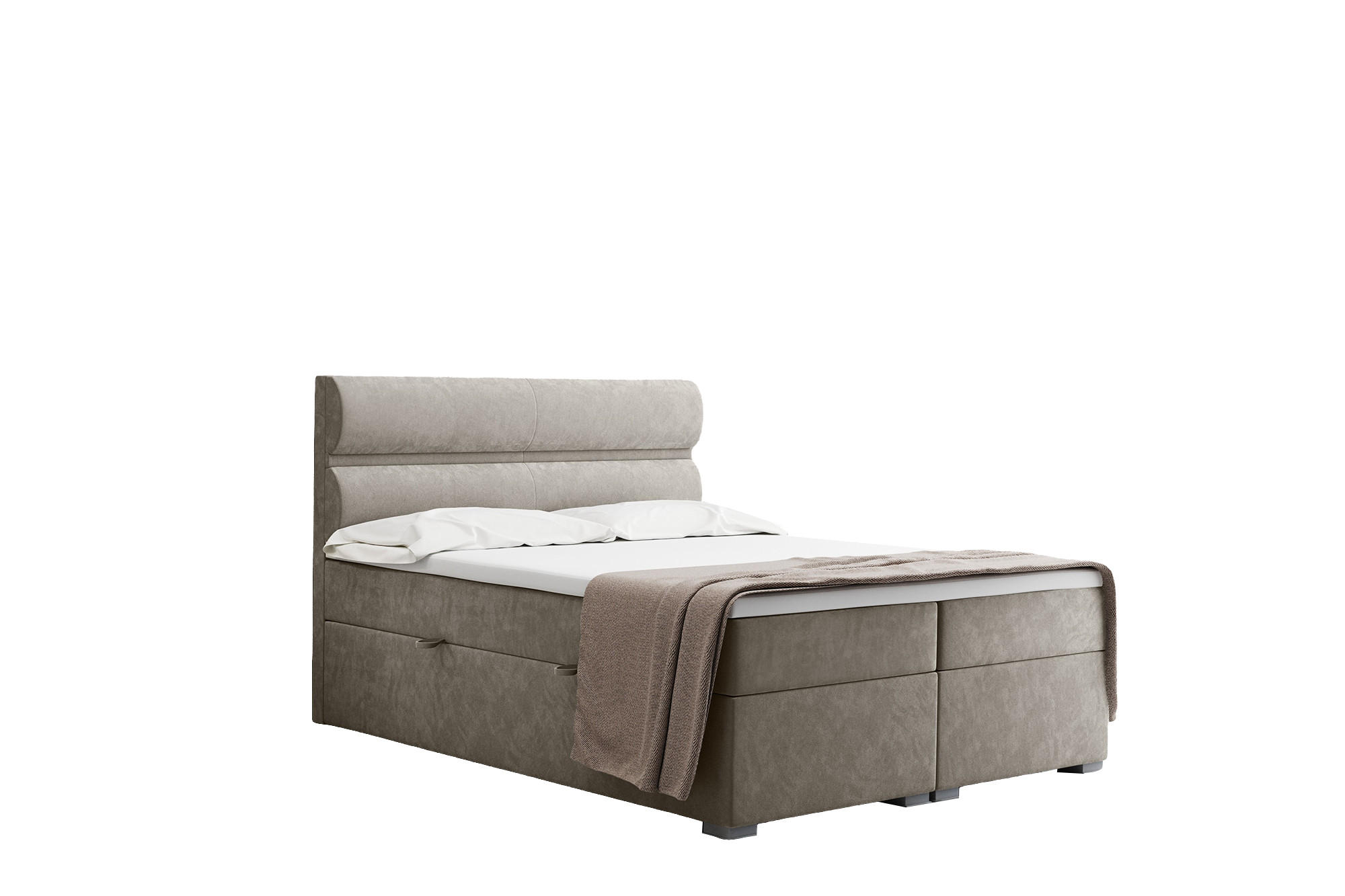 BOXBETT Mit Bettkasten, Matratze Und Topper VERA Stoff Riviera 120x200 cm Beige H2-Pocket - Beige, Holz/Holzwerkstoff (120/200cm) - Kaiser Möbel
