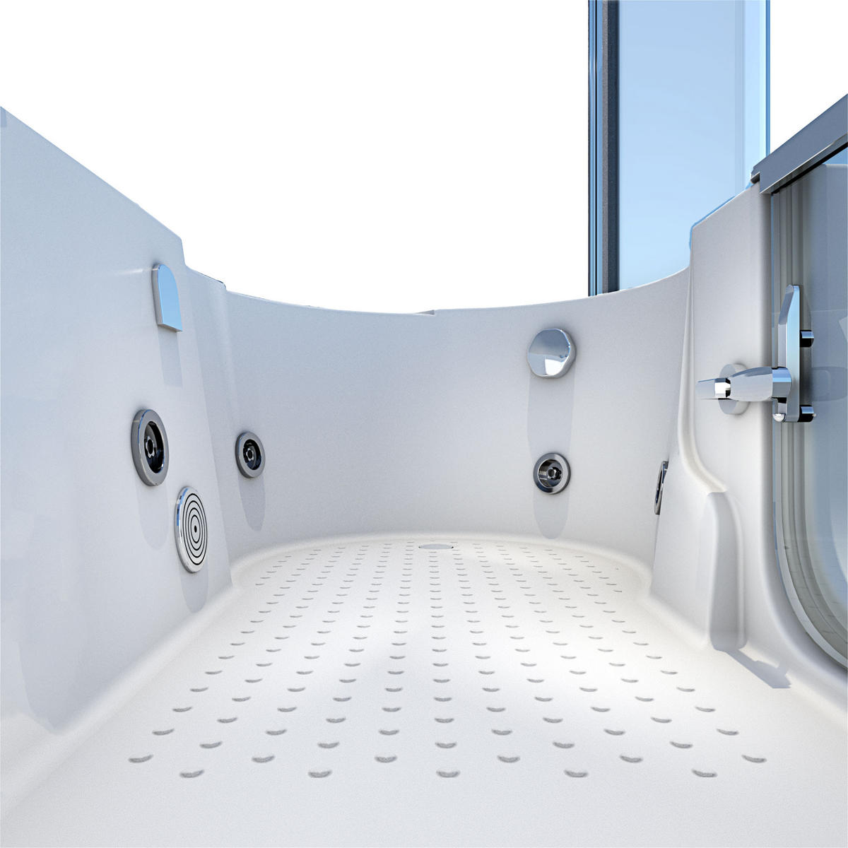 SENIORENDUSCHE Wanne Whirlpool S12D-WP-L 170x85 cm - Weiß, Glas/Kunststoff (85/200/170cm) - AcquaVapore by Sandra Jentho