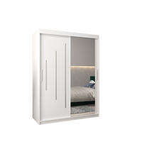 SCHWEBETÜRENSCHRANK 200/150/62 2-türig - Silberfarben/Weiß, Holz/Kunststoff (150/200/62cm) - Abiks Möbel