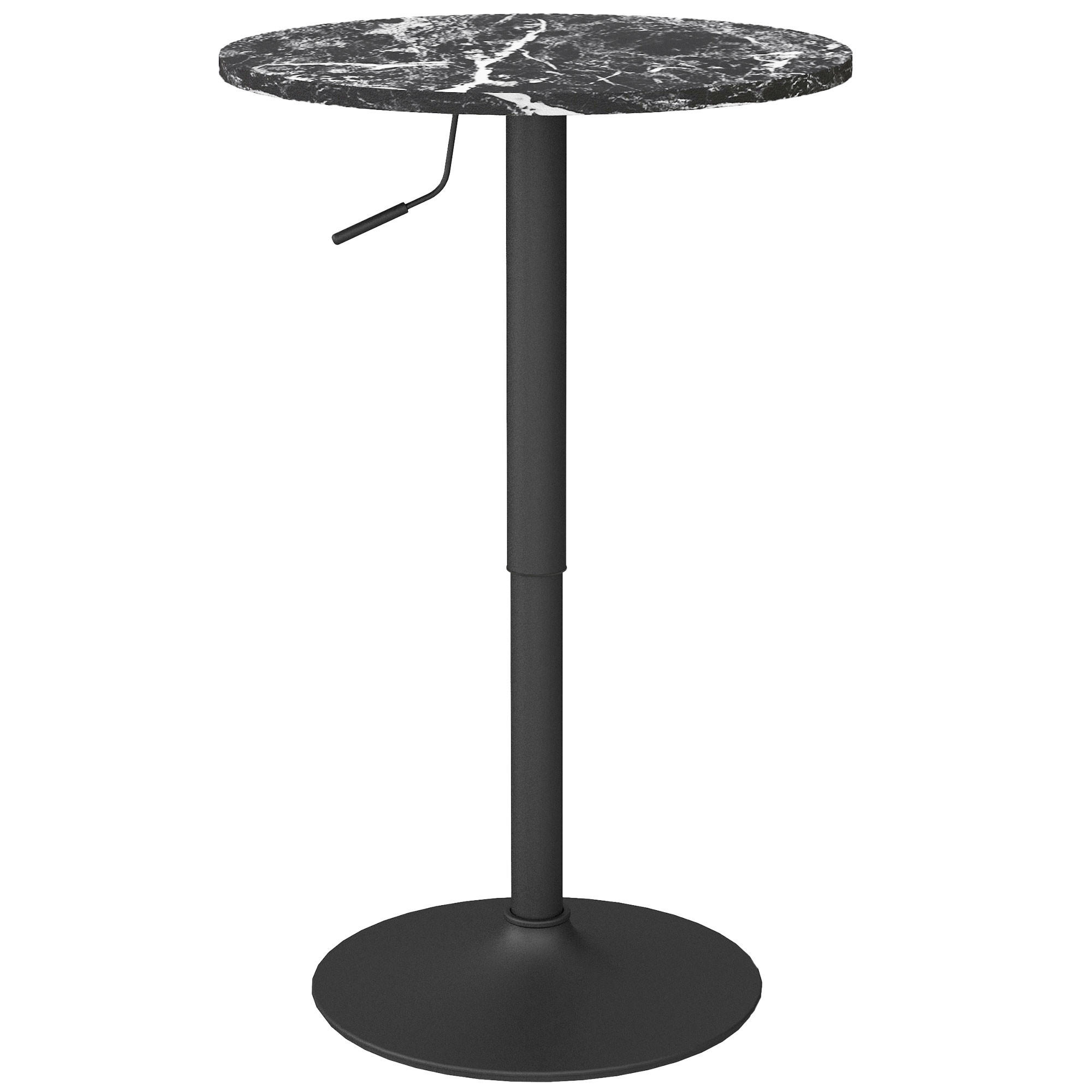 BARTISCH Stehtisch Runder Esstisch für 2 Personen, Schwarz, Ø60 x 68-93,5cm - Schwarz, Holzwerkstoff (60/93.5/60cm) - HOMCOM
