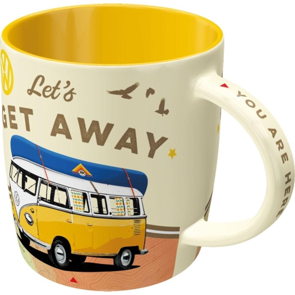 KAFFEETASSE 330 ml Volkswagen VW Bulli Let's Get Away - Multicolor, Keramik (0.33L) - Nostalgic-Art
