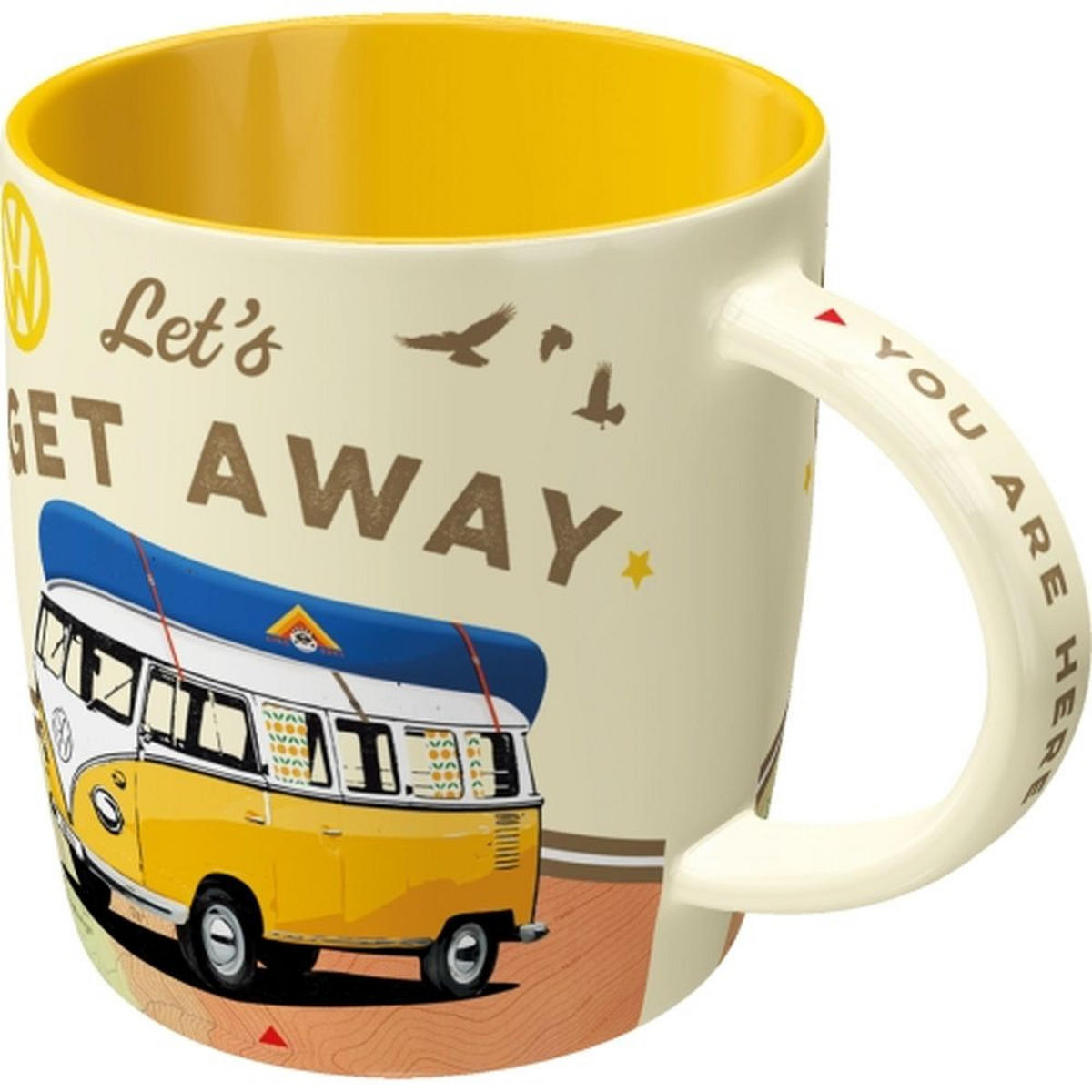 KAFFEETASSE 330 ml Volkswagen VW Bulli Let's Get Away - Multicolor, Keramik (0.33L) - Nostalgic-Art