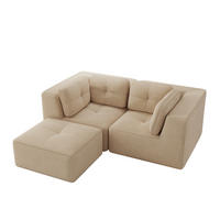ECKSOFA 208/177/69 cm Beige aus Cord modular ohne Aufbau - Beige, Textil (177/208cm) - OKWISH