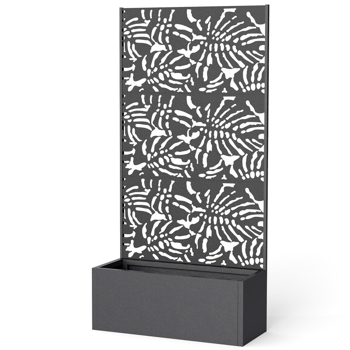 HOCHBEET DE-12277 2-in-1 mit Sichtschutz, 90/37,5/180 cm Schwarz - Schwarz, Metall (90/180/37.5cm) - ComfortXL