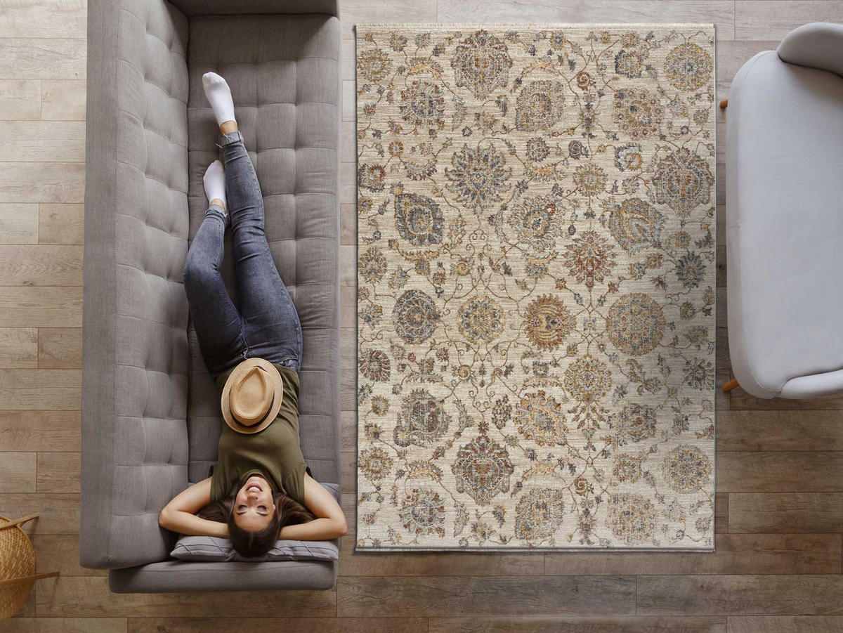 VINTAGE-TEPPICH Beige Samarkand 200/300 cm - Beige/Multicolor, Naturmaterialien/Textil (200/300cm) - Atticgo