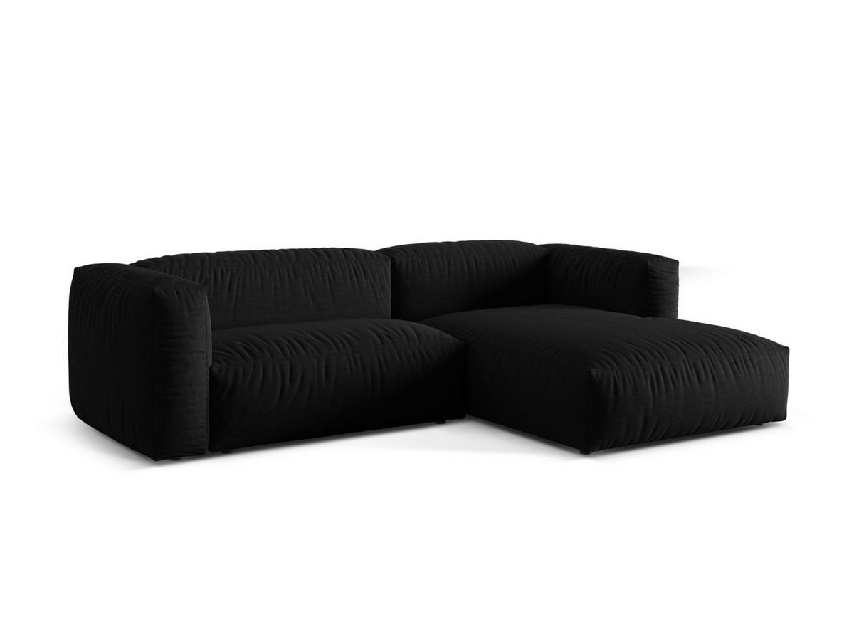 ECKSOFA modular rechts Martina aus strukturiertem Stoff schwarz 2 Sitzplätze - Schwarz, Textil (176/283cm) - Micadoni