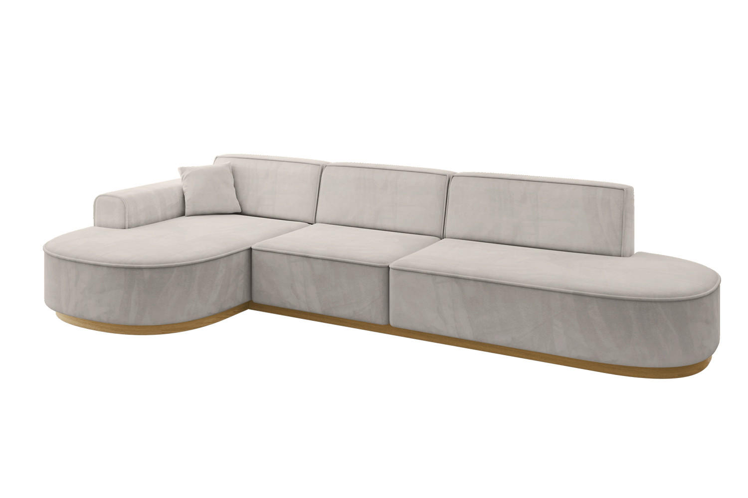 ECKSOFA Ottomane Links MARI-L2-v2 - 328x171x83 cm Hellbraun Velours - Hellbraun, Holzwerkstoff/Textil (328/171cm) - ALTDECOR