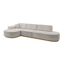 ECKSOFA Ottomane Links MARI-L2-v2 - 328x171x83 cm Hellbraun Velours - Hellbraun, Holzwerkstoff/Textil (328/171cm) - ALTDECOR