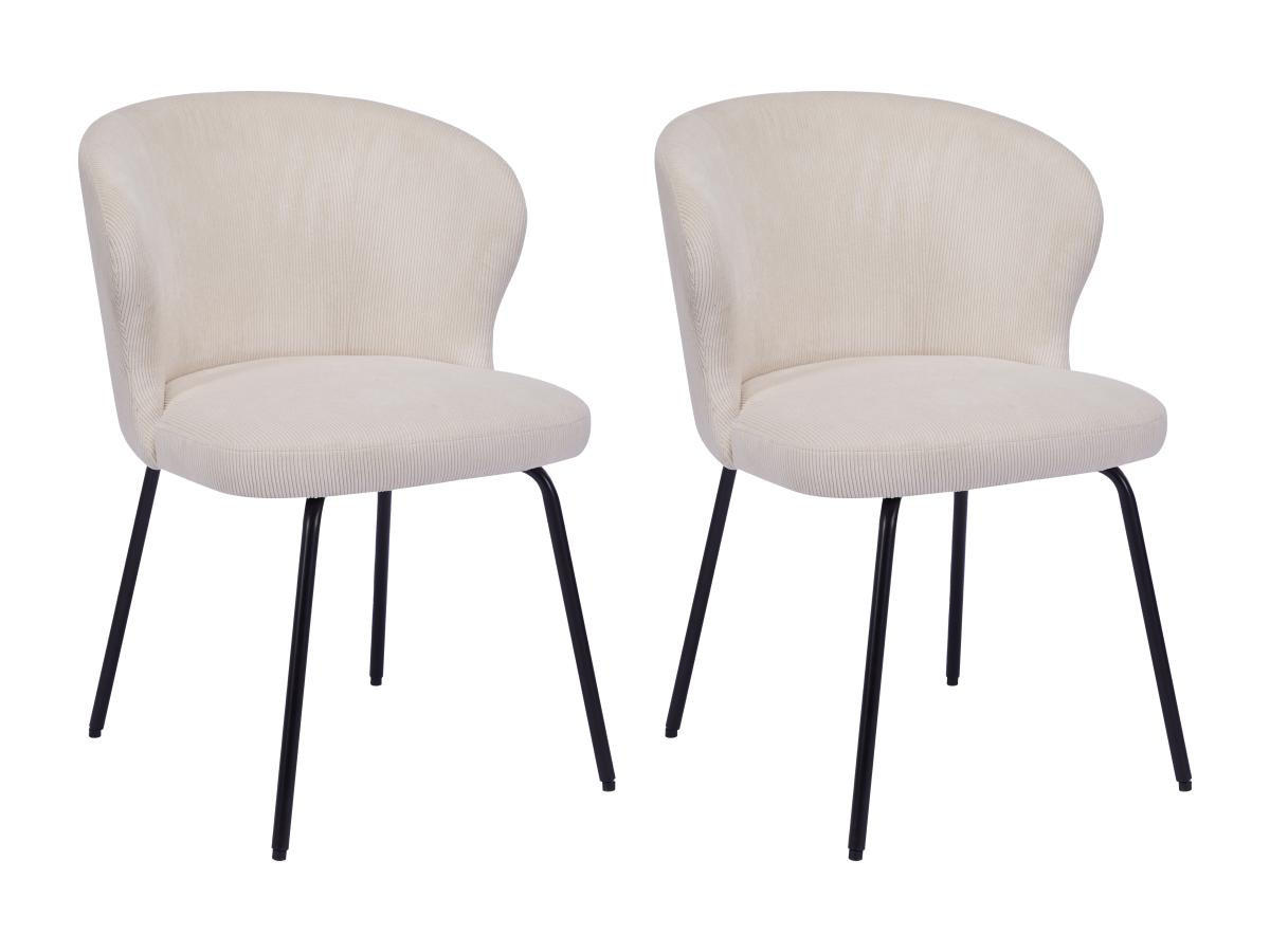 STUHL 2er-Set - Cord & schwarzes Metall - Cremefarben - RELIOZA - Creme, Textil (57.5/78/56.5cm) - Vente-Unique